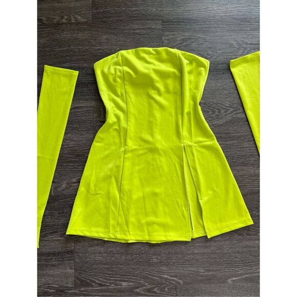 NWOT Miscreants London Cupid Mini Dress W/Slit & Gloves In Green UK 14 US 10 - Picture 7 of 12